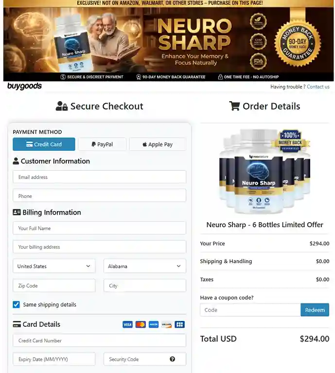 Neuro Sharp Order Page